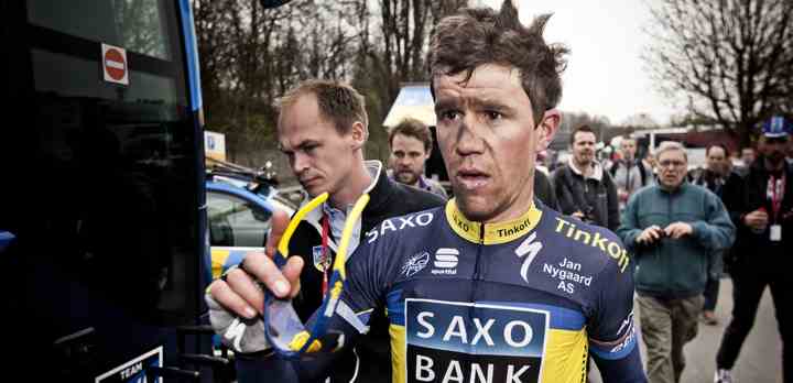 Chris Anker Sørensen, som TV 2-seerne kender ham - her fotograferet efter en hård udgave af cykelklassikeren Liège-Bastogne-Liège i 2013. (Arkivfoto: Scanpix / TV 2)
