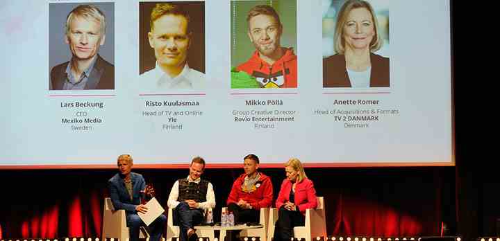 Anette Rømer, TV 2s chef for Acquisitions & Formats, var blandt de fire paneldeltagere, som debatterede 'Reinventing content' på MIPTV. (Foto: Focus on the Nordics)