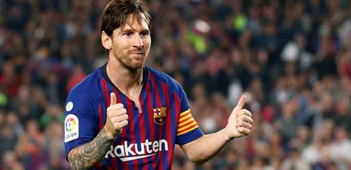 Lionel Messi i kamp for Barcelona. (Foto: Albert Gea / Ritzau Scanpix / TV 2)