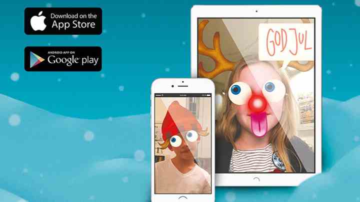 Man kan i årets jule-app optage en sjov julehilsen, som kan dekoreres med skøre klistermærker og sendes til venner og familie. (Foto: TV 2)