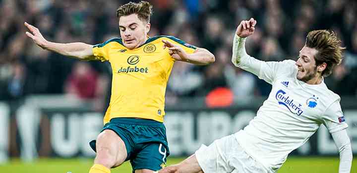 Currently FC København is still in the UEFA Europa League. The image of Celtic's Jack Hendry and FC Copenhagen's Rasmus Falk is from FCK's latest home match of the tournament on Thursday, February 20, 2020. (Photo: Niels Christian Vilmann / Ritzau Scanpix / TV 2)