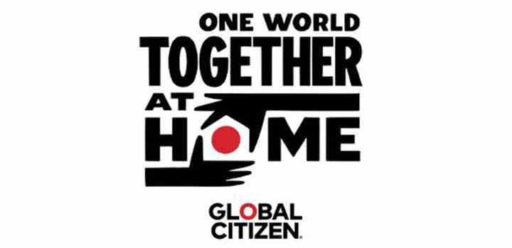 Logoet for 'One World - Together At Home', der gennemføres lørdag 18. april i USA, og som kan ses live eller forskudt på TV 2 og TV 2 PLAY. 