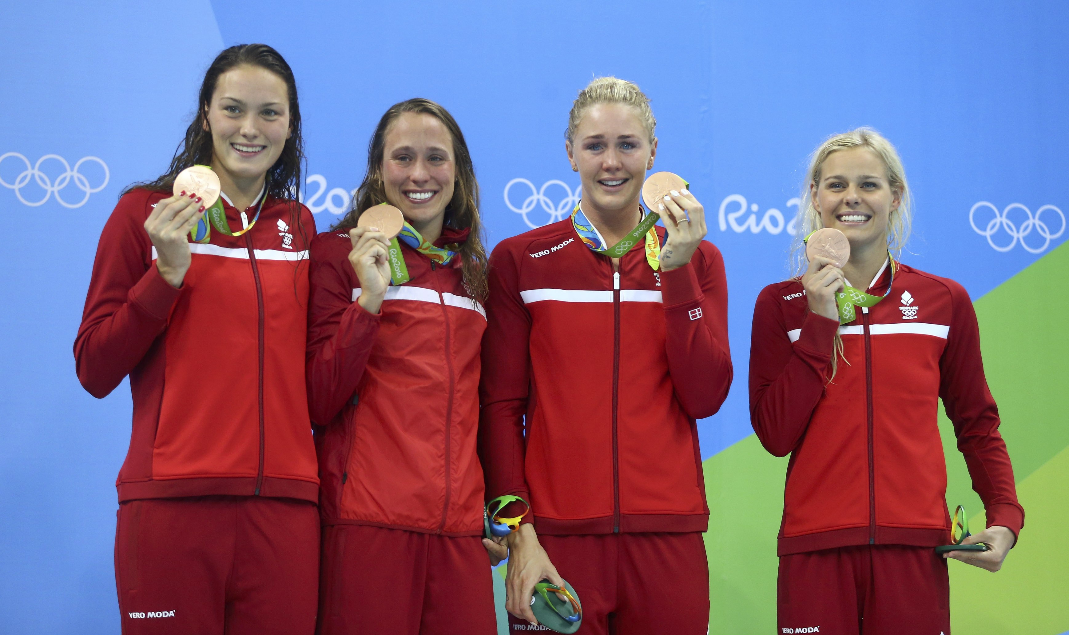 De danske svømmepiger vandt bronze i 4x100 meter ved OL i 2016. (Foto: Dominic Ebenbichler Reuters Ritzau Scanpix / TV 2)
