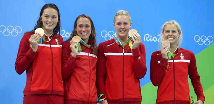 De danske svømmepiger vandt bronze i 4x100 meter ved OL i 2016. (Foto: Dominic Ebenbichler Reuters Ritzau Scanpix / TV 2)
