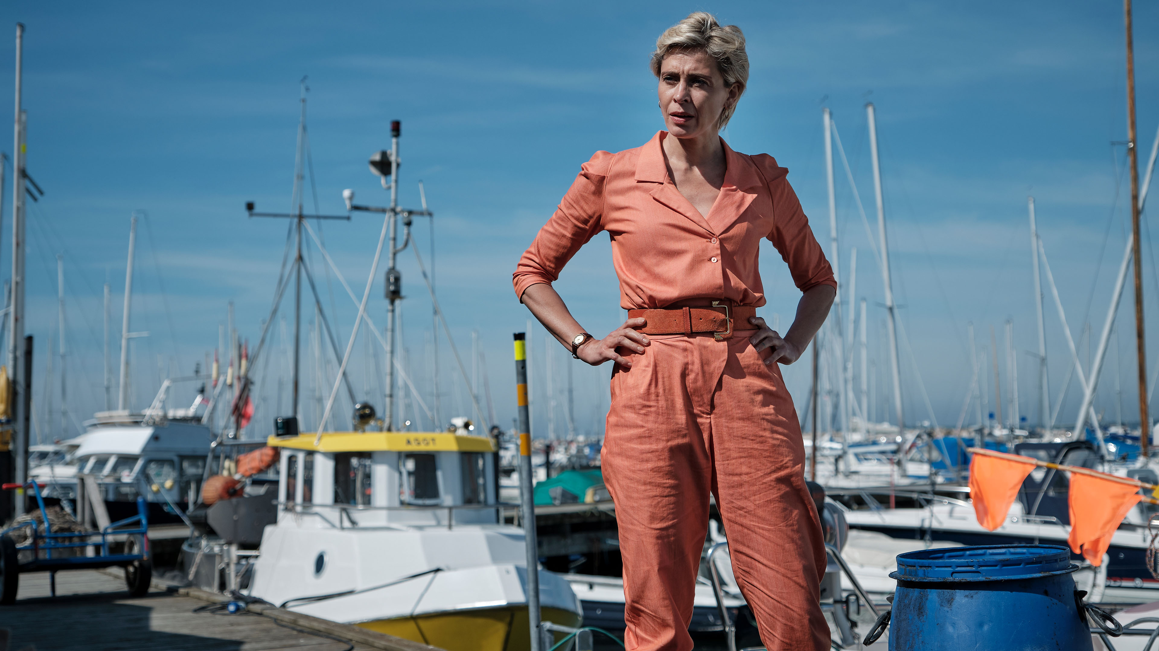 Laura Drasbæk som Marianne Sommerdahl i den danske krimiserie 'Sommerdahl III' fra 2021.