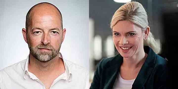 Værterne på TV 2 Fyns valgaften er Thomas Karstensen og Sandie Hansen Jensen. (Foto: TV 2 Fyn)