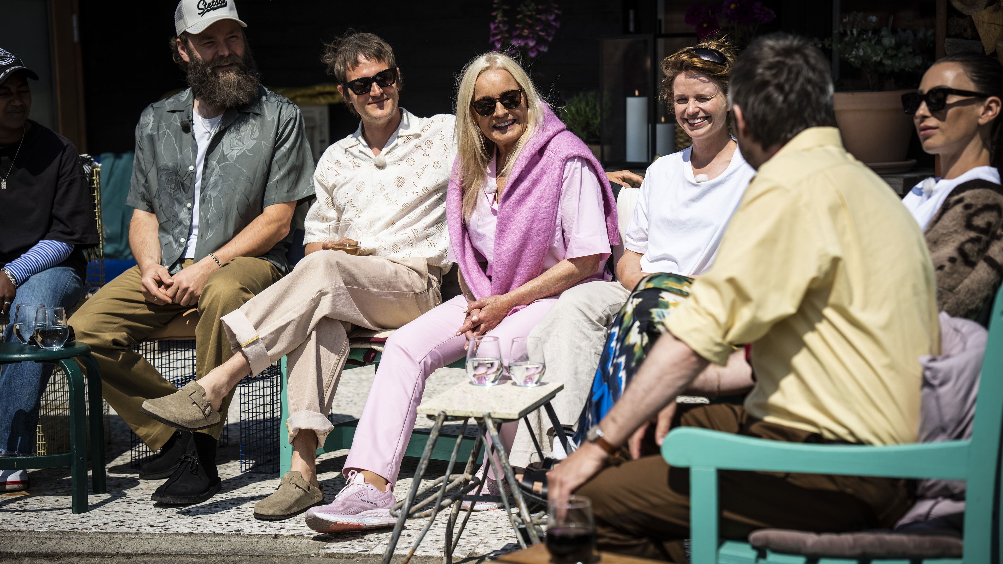 Thomas Alstrup, Simon Alstrup, Anne Linnet, Dopha, Medina og Peter Sommer i 'Toppen af poppen'.