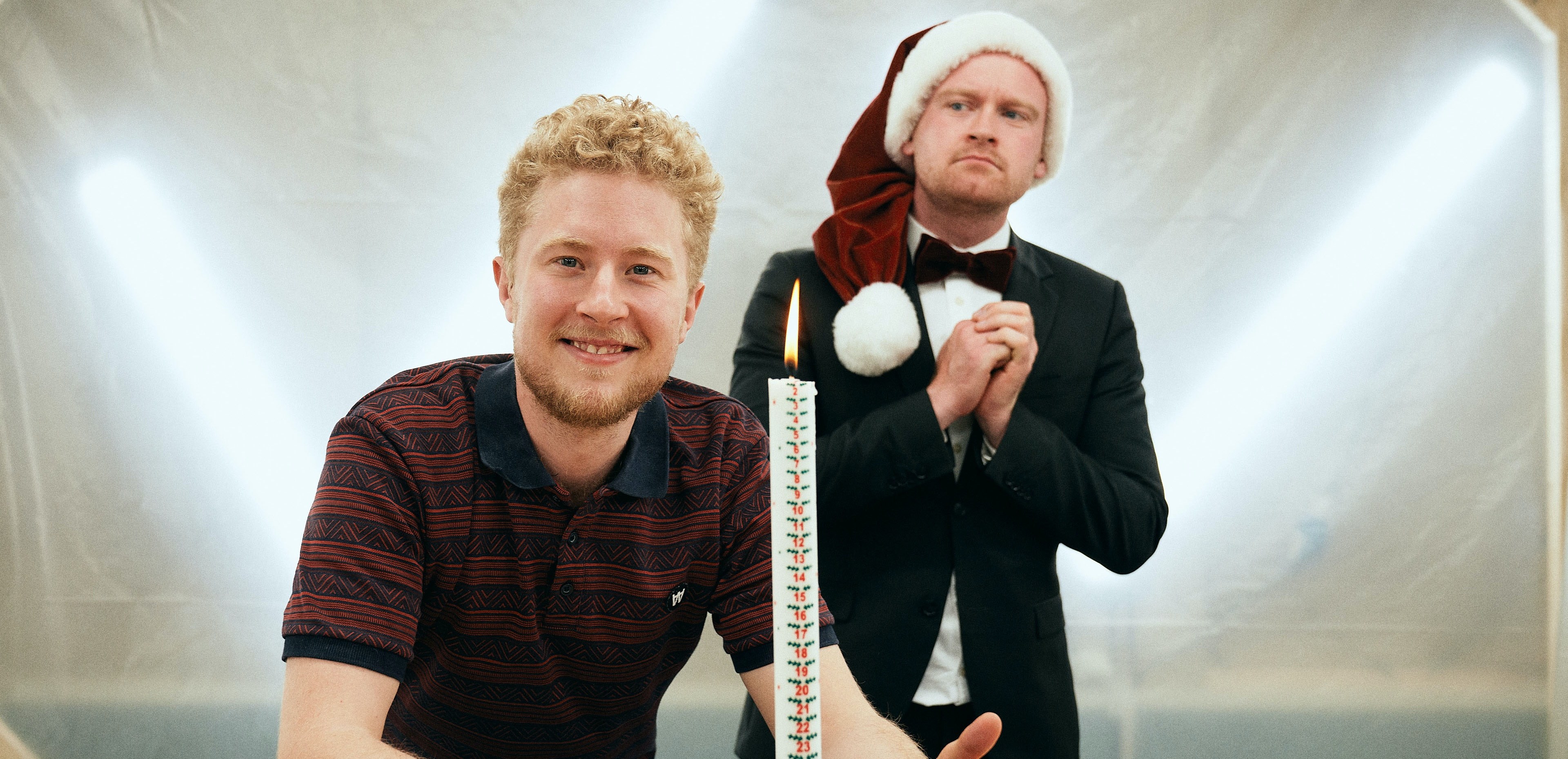 Jakob Thrane og Mark Le Fêvre i 'Stormester - julespecial'. (Foto: Henrik Ohsten / TV 2)