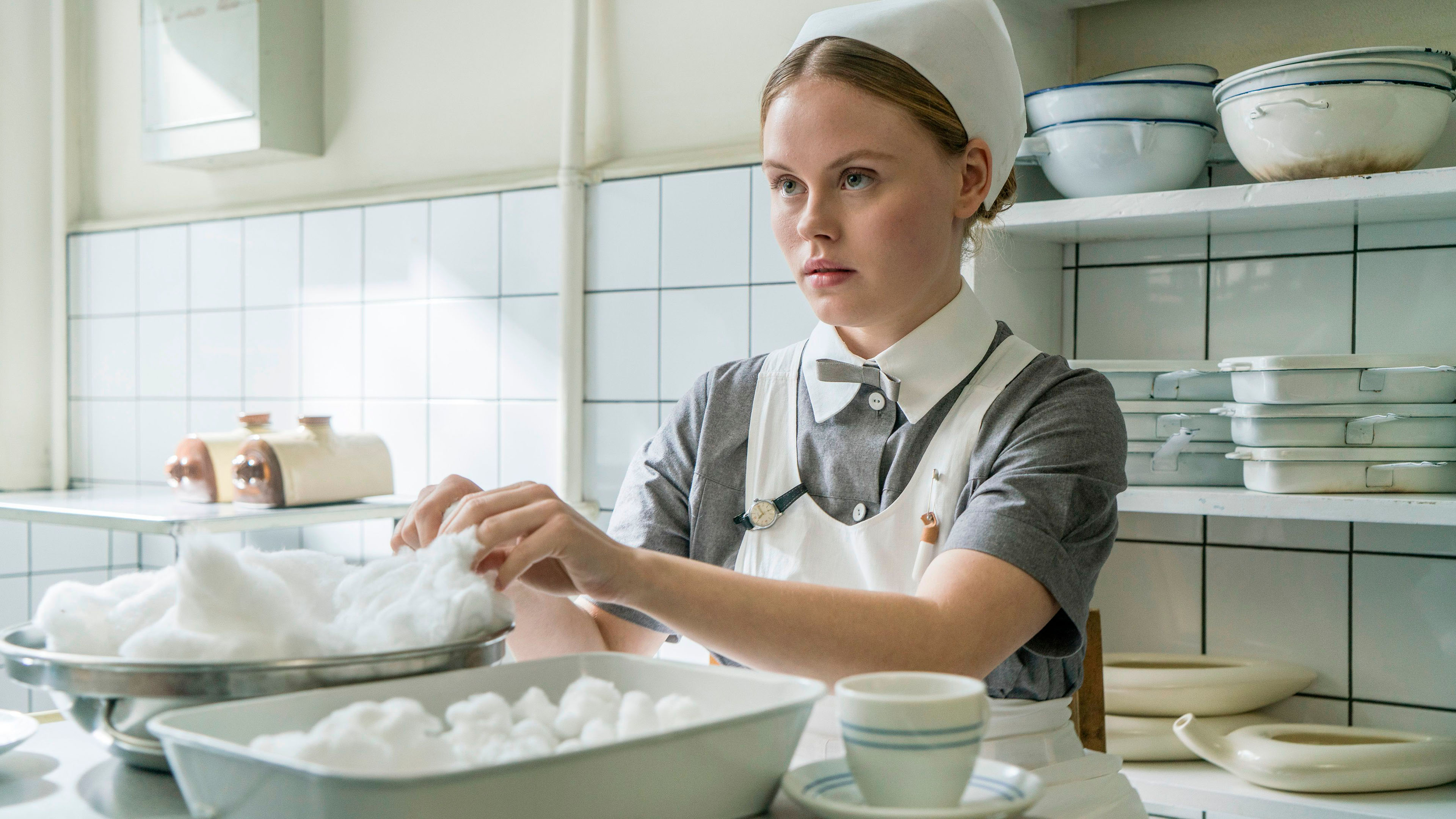 Andrea Heick Gadeberg som Marie Skov i 'Sygeplejeskolen IV' fra 2020.