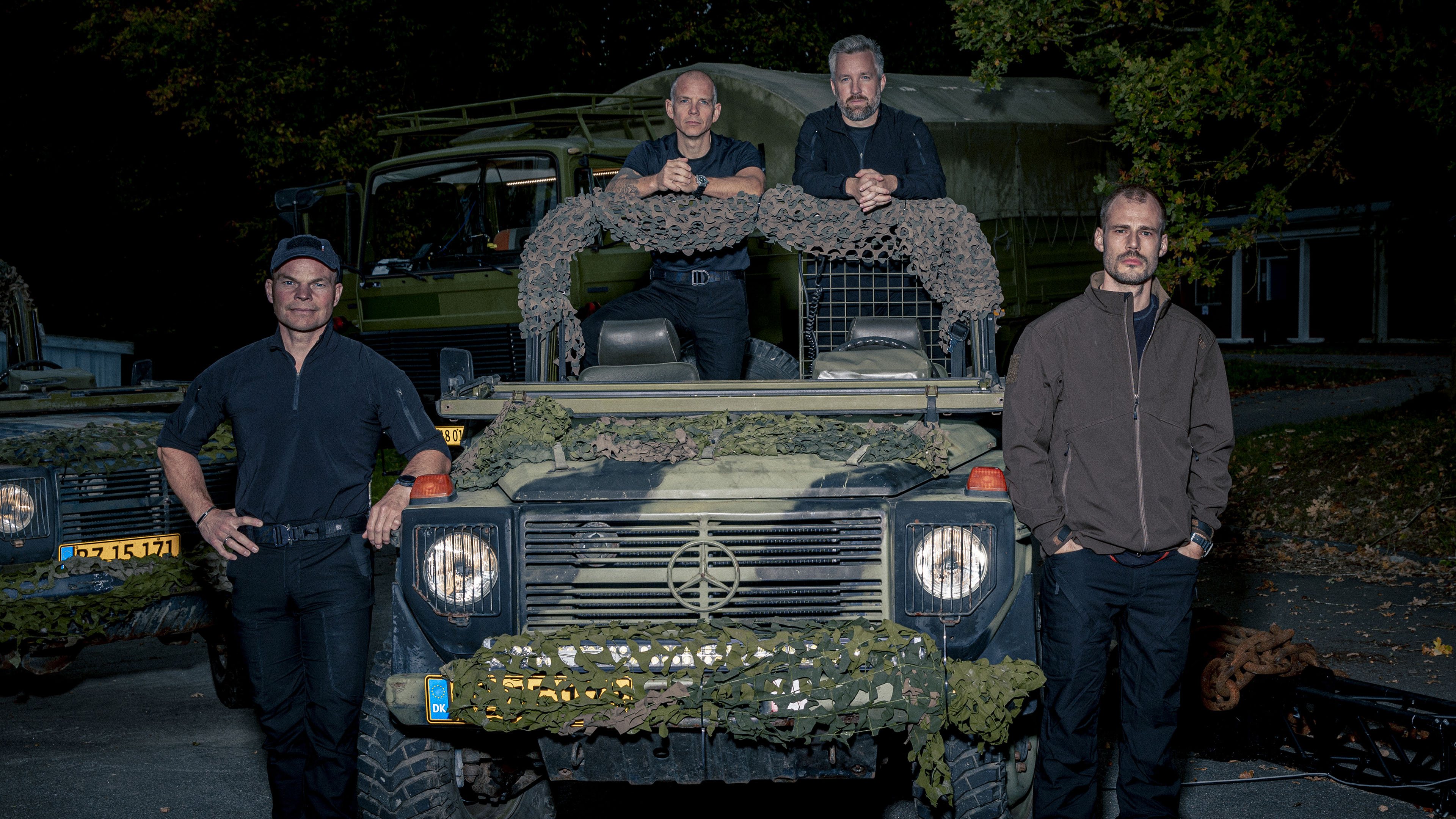 Morten Grundsøe (Instruktør Max), Rune Krogh Danielsen (Instruktør Rune), Morten Kvist Carl (Instruktør Carl) og læge Rasmus Beier Müller,