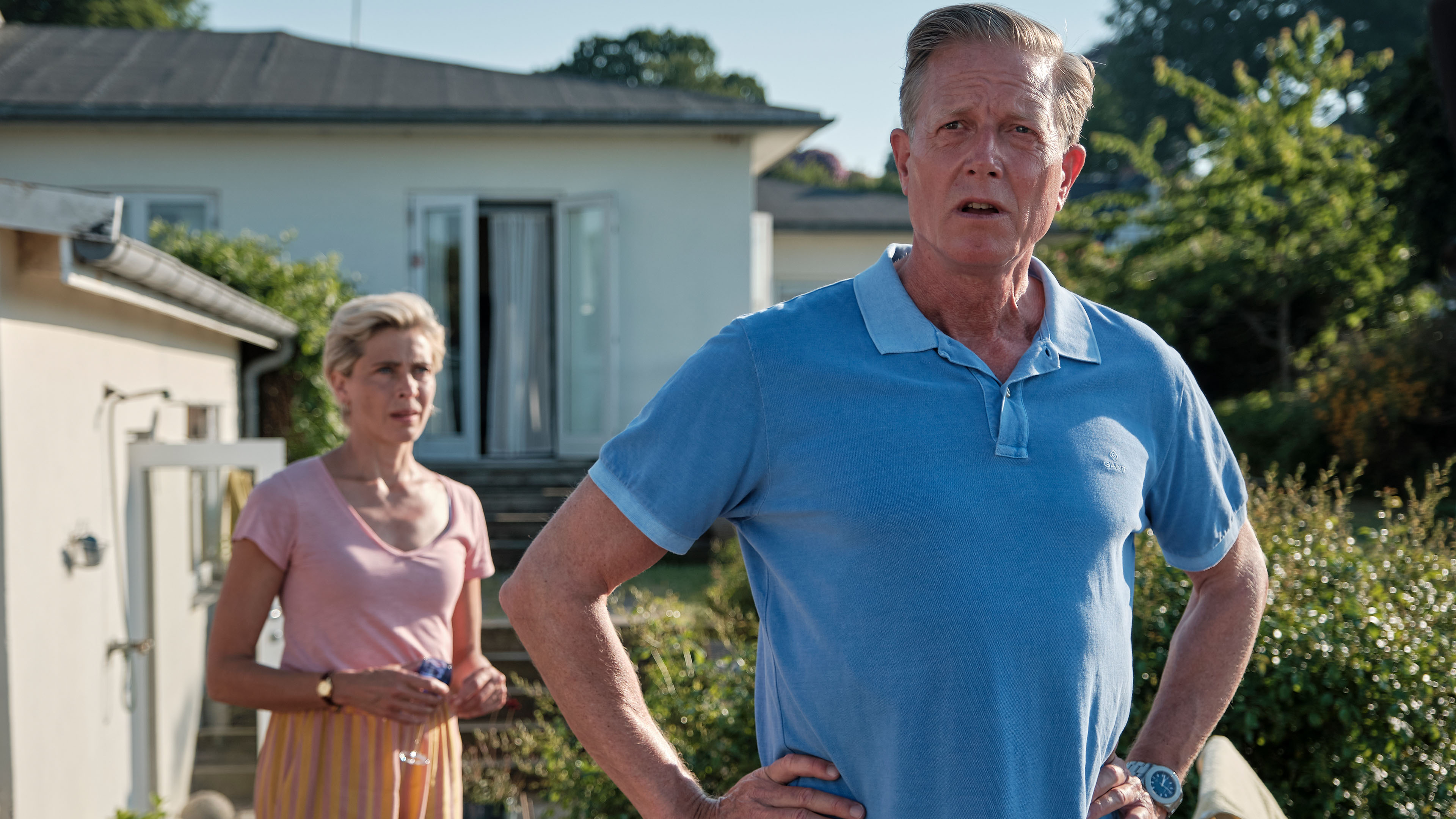 Laura Drasbæk som Marianne Sommerdahl og Peter Mygind som Dan Sommerdahl i den danske krimiserie 'Sommerdahl III' fra 2021.