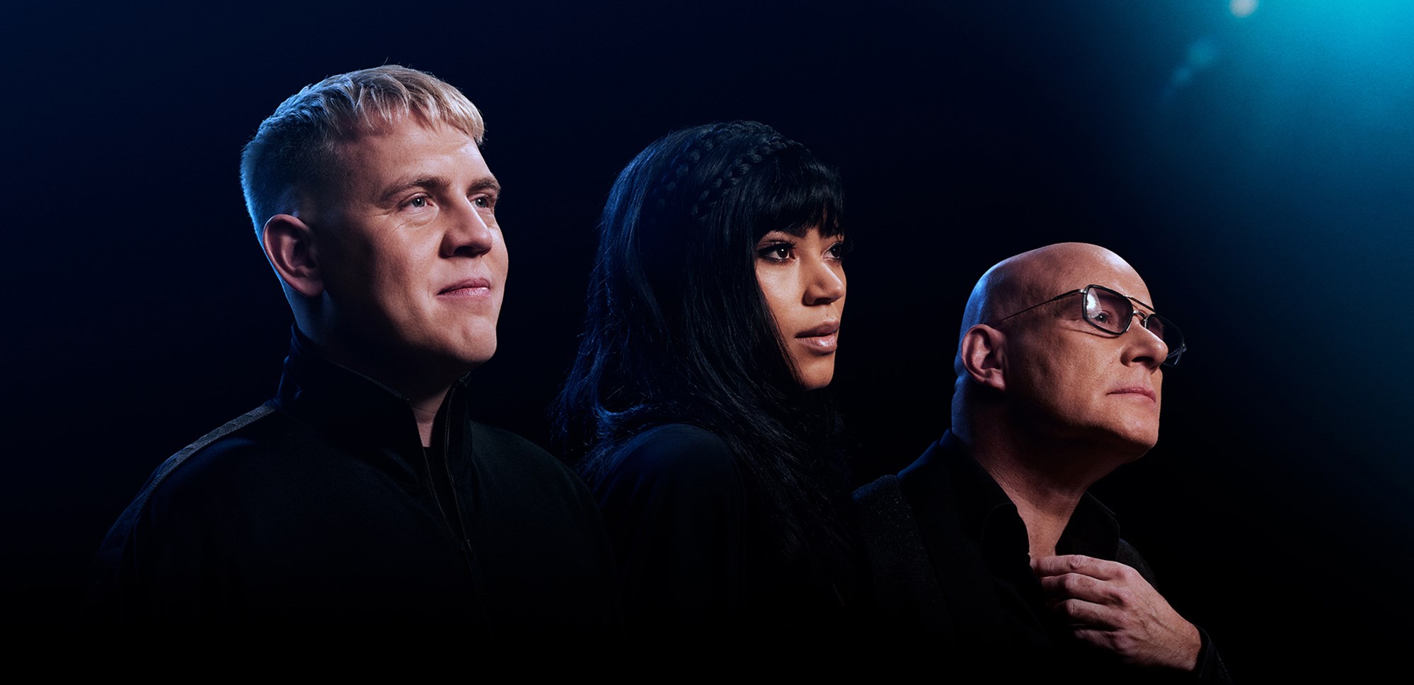 Dommerne i 'X Factor' 2022 er Martin Jensen, Kwamie Liv og Thomas Blachman. (Foto:  Jes Larsen / TV 2)