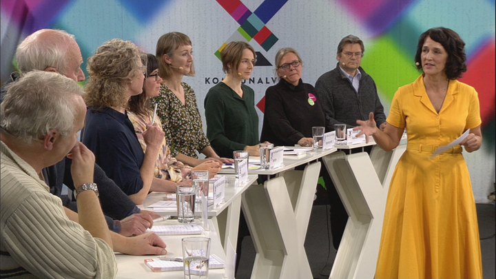 TV 2/Bornholm har sendt en række debatudsendelser under valgkampen, og billedet er fra den store klimadebat. (Foto: TV 2/Bornholm)