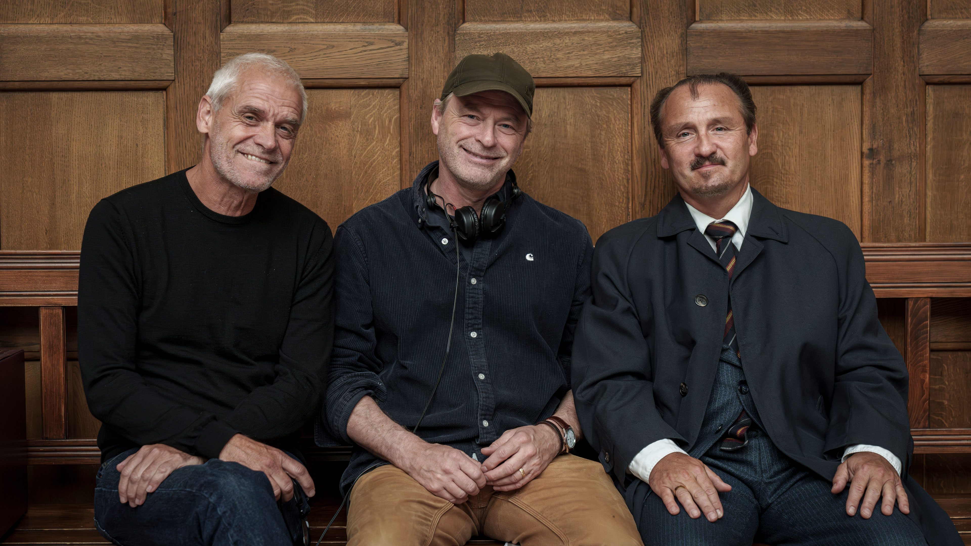 Søren Steen Jespersen, Bo Tengberg og Lars Ranthe under optagelserne til 'Anker'.